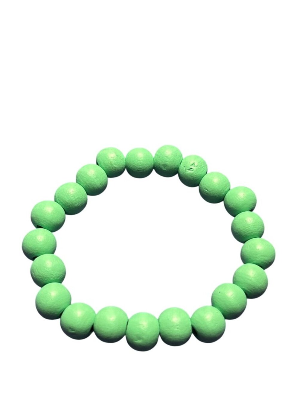 Teal Green Wooden Beaded Stretchy Bracelet 6 inches Unstretched